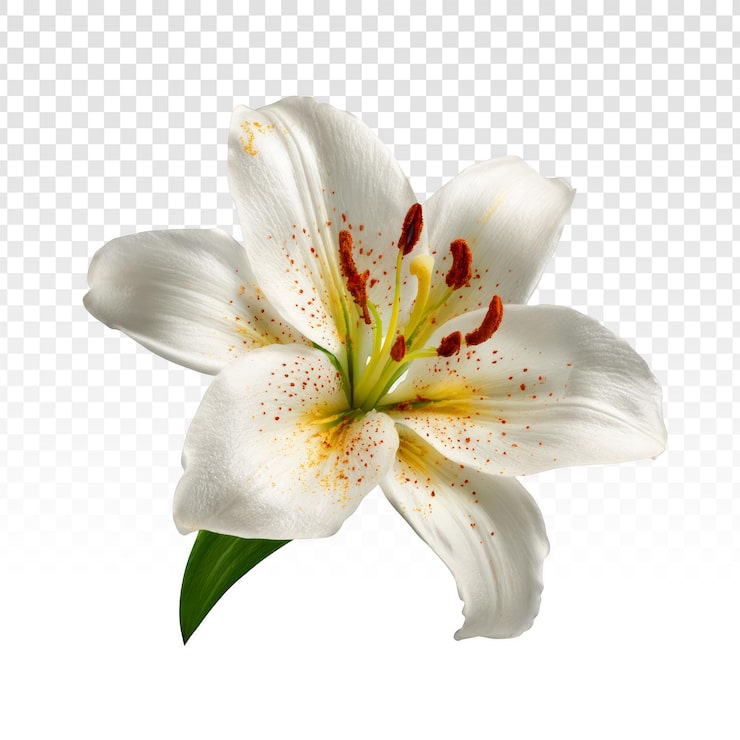 PSD gratuit belle fleur de lys blanche avec un fond transparent.