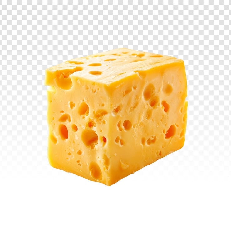 PSD gratuit bloc de fromage suisse jaune avec des trous