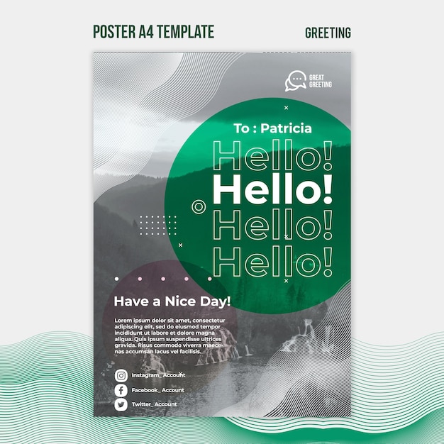 PSD gratuit bonjour modèle d'affiche de message