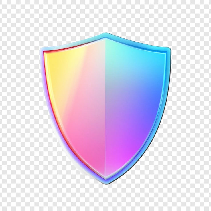 PSD gratuit le bouclier arc-en-ciel vibrant est un symbole de protection et de sécurité
