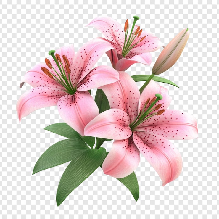 PSD gratuit bouquet de lys roses fleurs élégantes fleurs de printemps