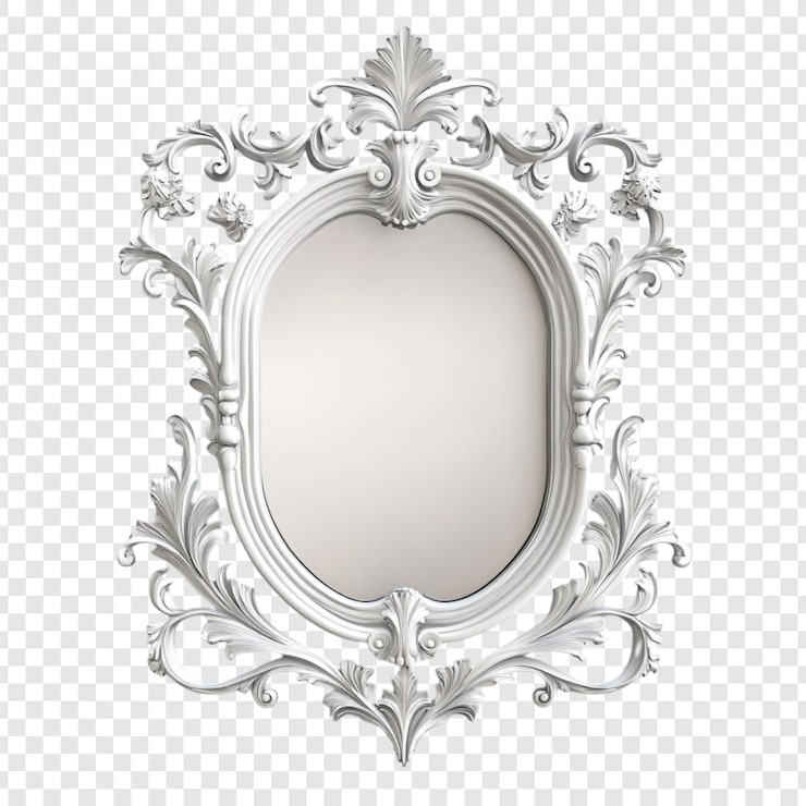 PSD gratuit un cadre de miroir orné de blanc élégant