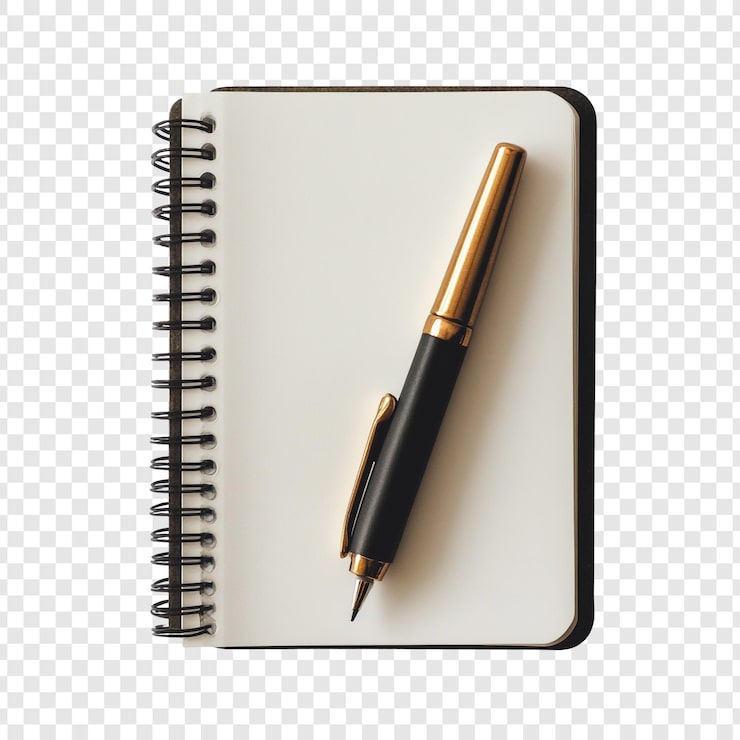 PSD gratuit un cahier et un stylo élégants un espace de travail minimaliste