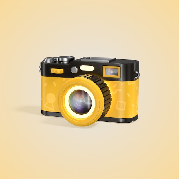 PSD gratuit caméra jaune de dessin animé 3d