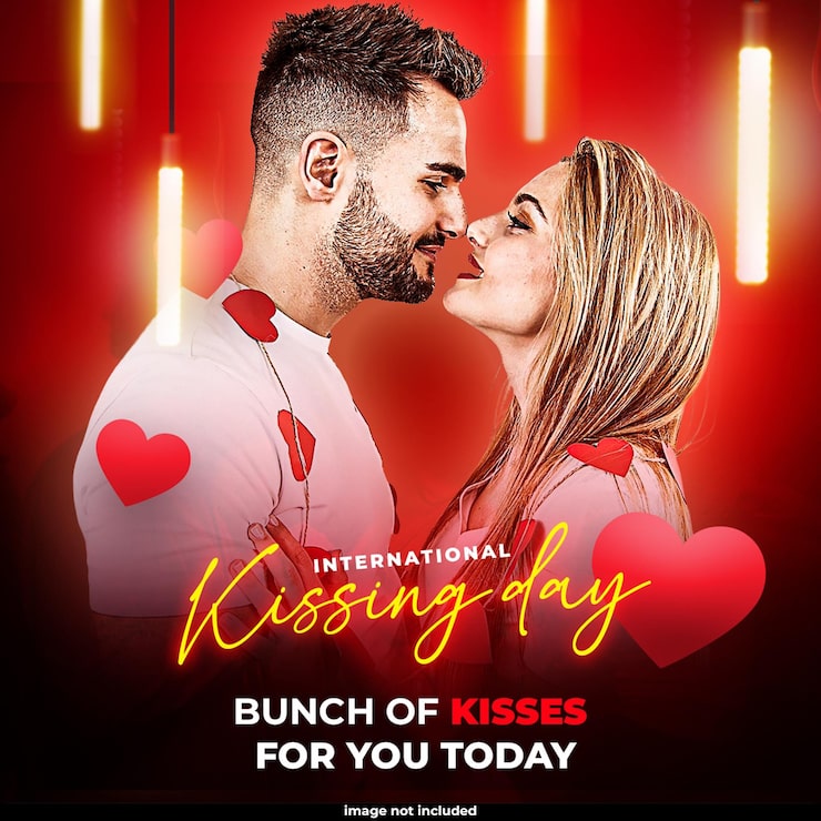 PSD gratuit célébration de la journée internationale du baiser romantique