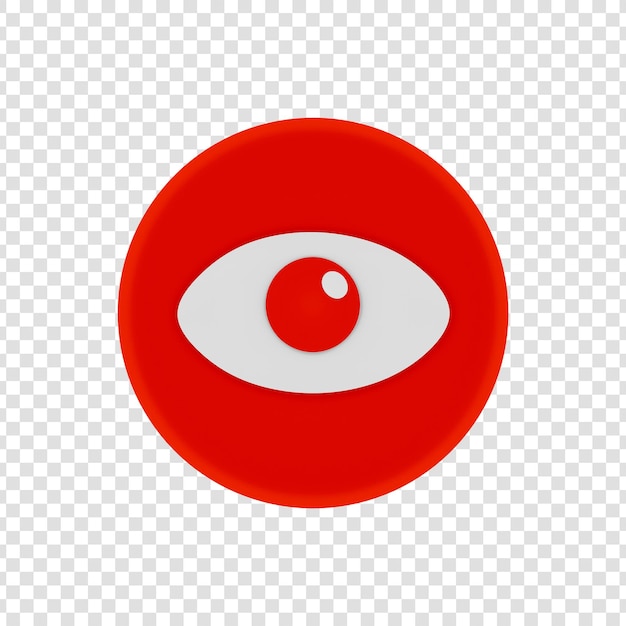 PSD gratuit cercle rouge avec icône d'œil à l'intérieur, conception simple