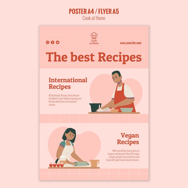 PSD gratuit chef à la maison flyer design