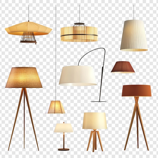 PSD gratuit une collection de lampes et d'appareils d'éclairage modernes et élégants