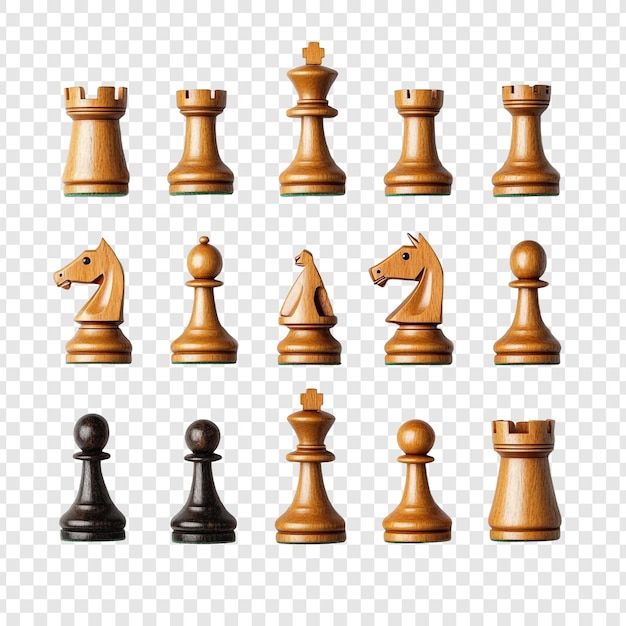 PSD gratuit une collection de pièces d'échecs en bois