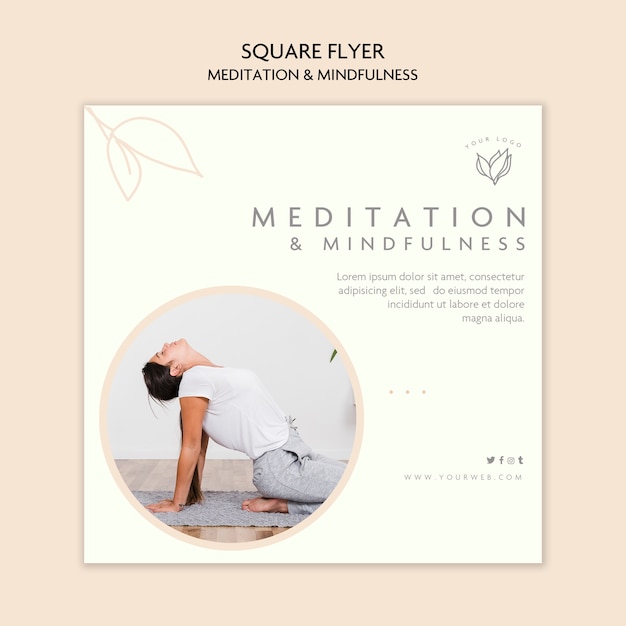 PSD gratuit concept de flyer de méditation et de pleine conscience