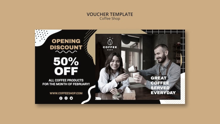PSD gratuit concept de modèle de bon pour café