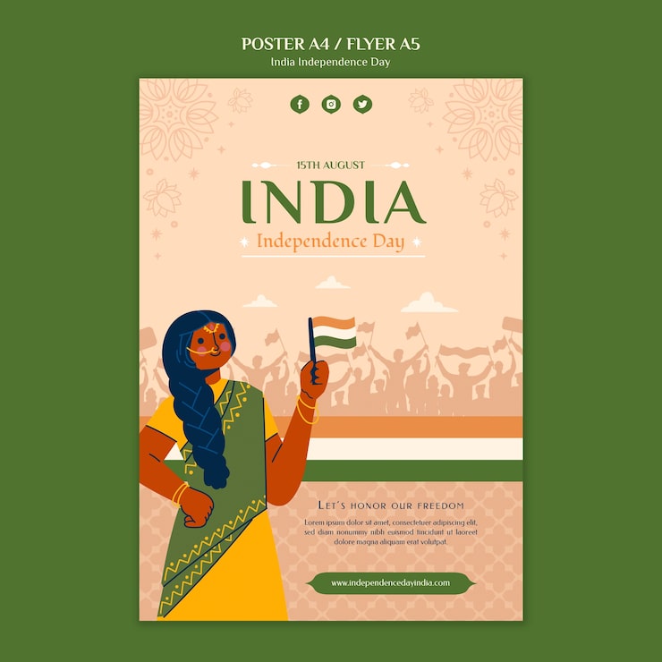 PSD gratuit conception d'affiche de la fête de l'indépendance de l'inde