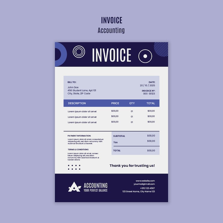 PSD gratuit conception du modèle de facture comptable