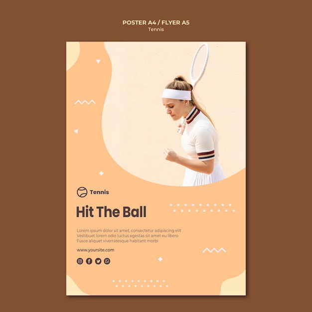 PSD gratuit conception de flyer concept tennis