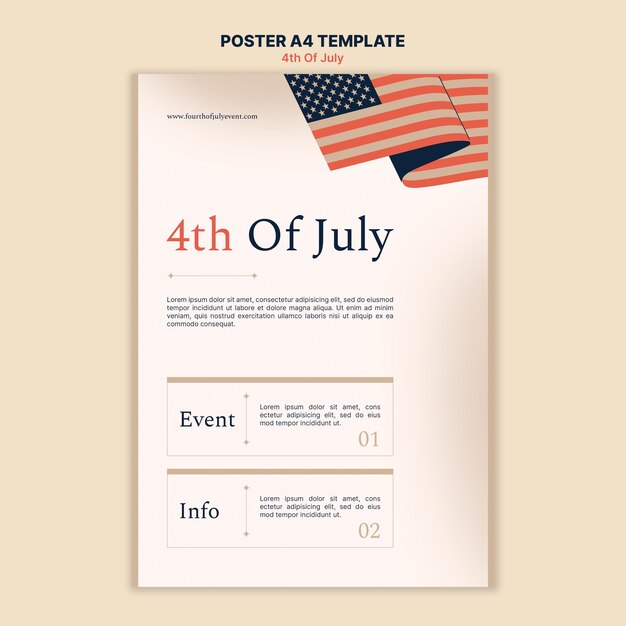 PSD gratuit conception de modèle d'affiche du 4 juillet