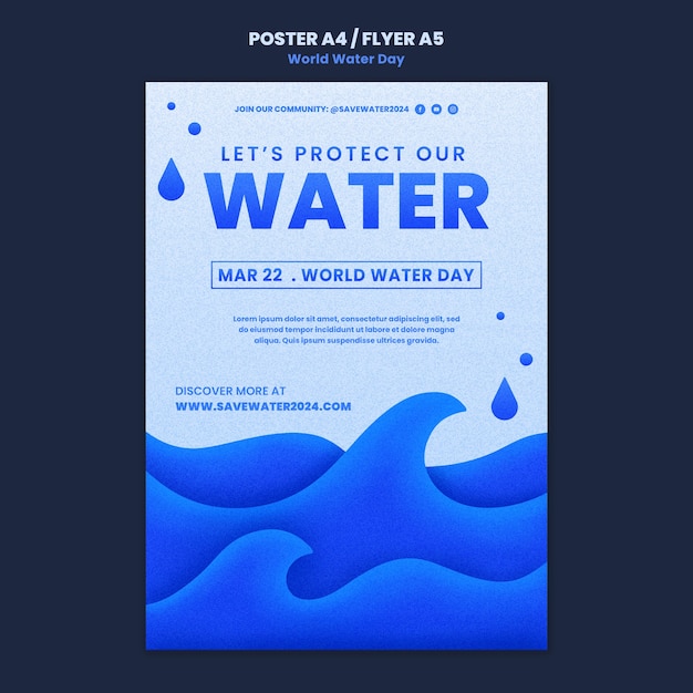 PSD gratuit conception de modèle de journée mondiale de l'eau