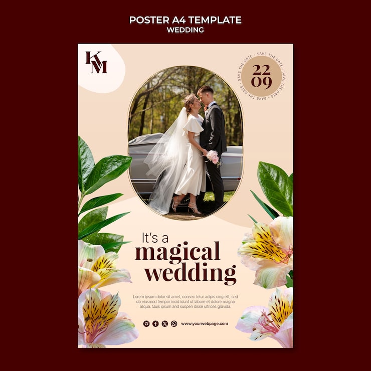 PSD gratuit conception de modèle de mariage