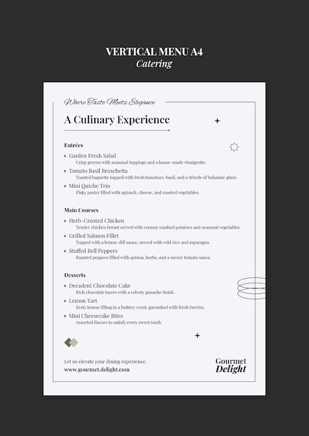 PSD gratuit conception de modèle de menu de restauration