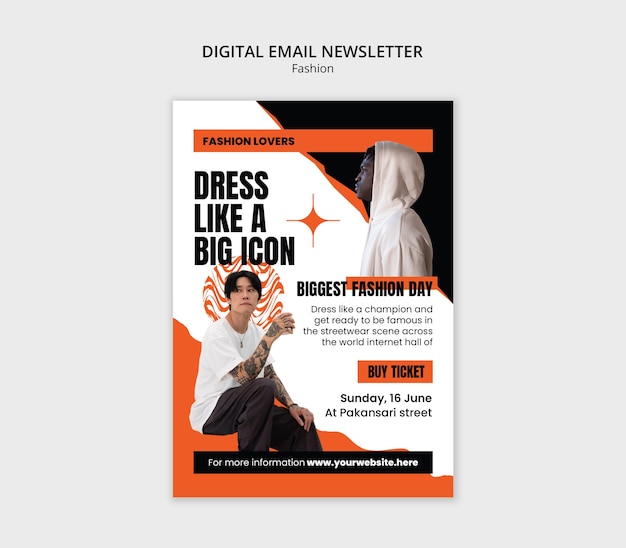 PSD gratuit conception d'un modèle de newsletter de mode