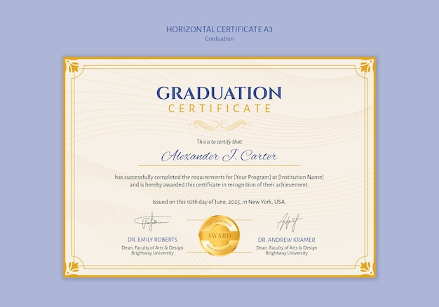 PSD gratuit conception de modèle de remise des diplômes