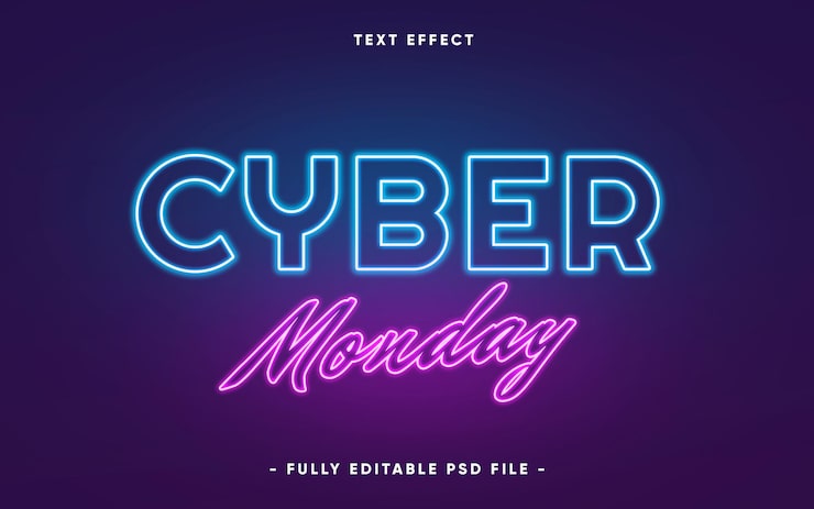 PSD gratuit contexte du cyber lundi avec effet de texte modifiable