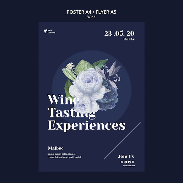 PSD gratuit dégustation de vins de style affiche