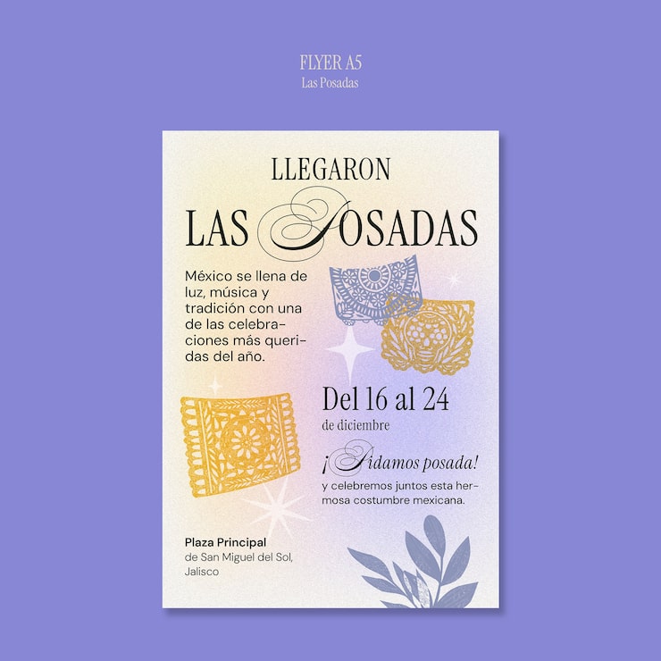 PSD gratuit dépliant pour la célébration mexicaine de las posadas pour l'événement de décembre