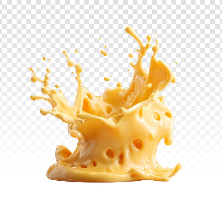 PSD gratuit éclaboussure dynamique de sauce au fromage dorée
