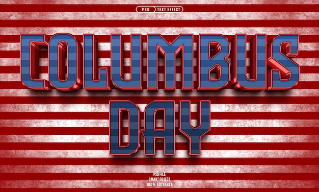 PSD gratuit effet de texte 3d modifiable du jour de colomb