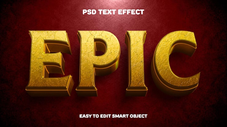 PSD gratuit effet de texte doré épique pour titres cinématographiques