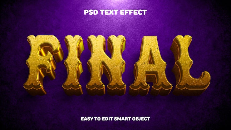 PSD gratuit effet de texte doré final pour titres d'affichage premium