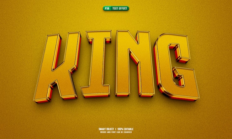 PSD gratuit effet de texte modifiable king 3d