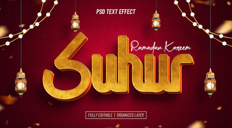 PSD gratuit effet de texte modifiable ramadan kareem suhur