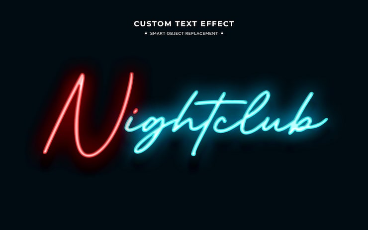 PSD gratuit effet de texte néon rouge et bleu