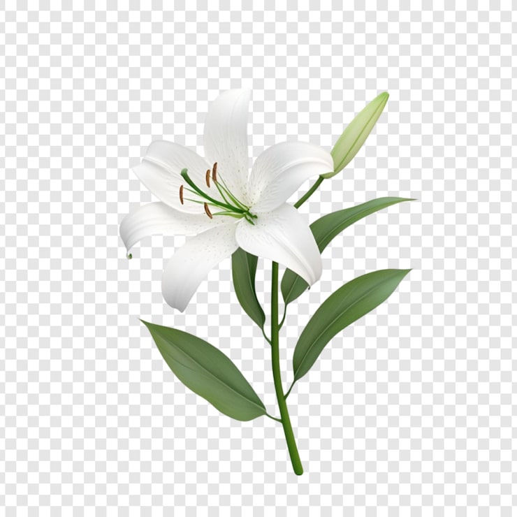 PSD gratuit une élégante fleur de lys blanc isolée sur un fond transparent