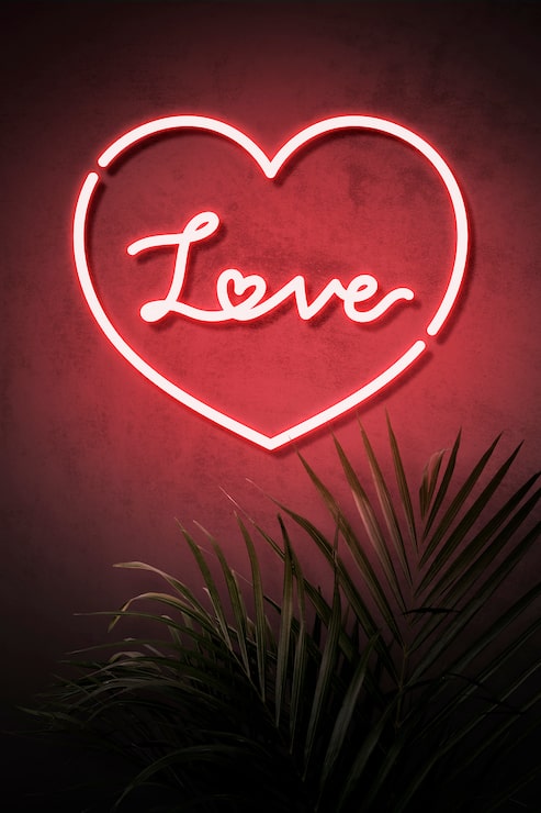 PSD gratuit enseigne au néon d'amour