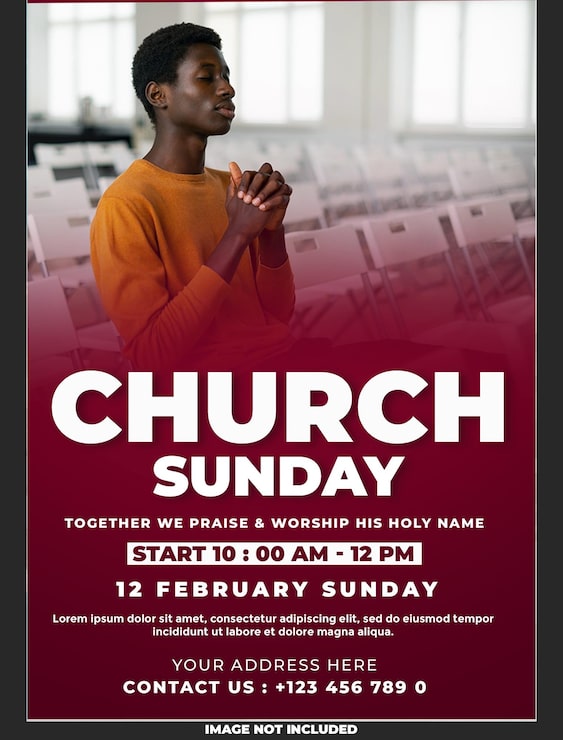 PSD gratuit flyer d'annonce du service dominical de l'église