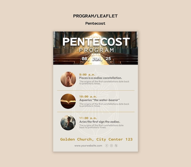 PSD gratuit flyer du programme de la pentecôte