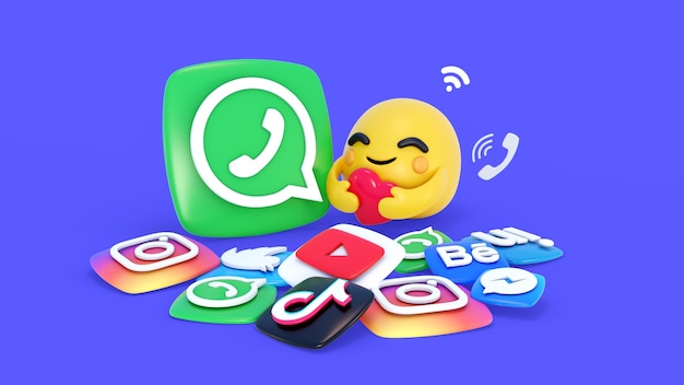 PSD gratuit fond 3d avec des éléments de médias sociaux