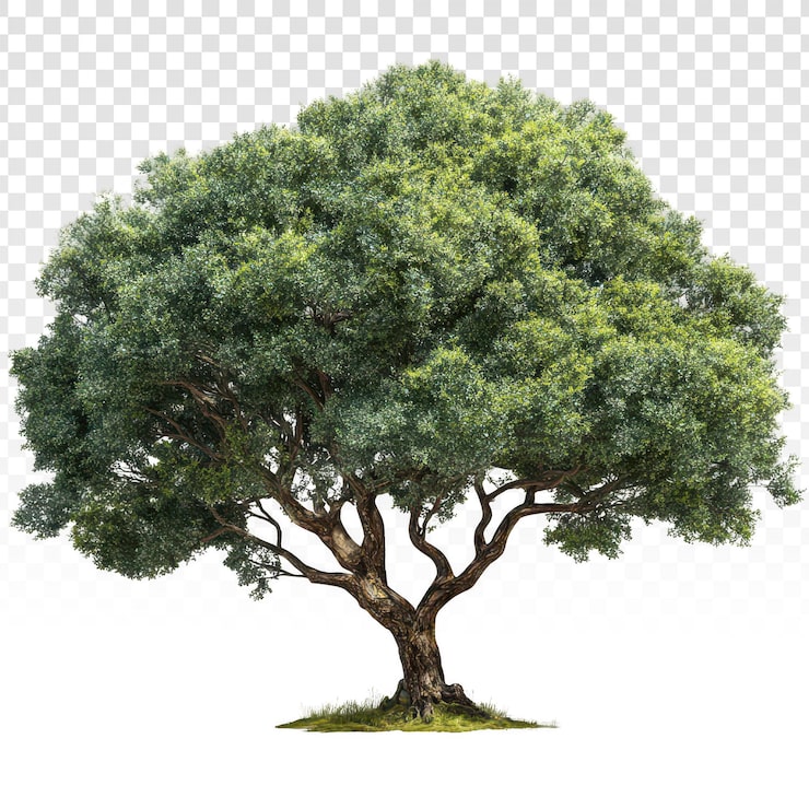PSD gratuit grand arbre vert avec un feuillage luxuriant sur fond transparent