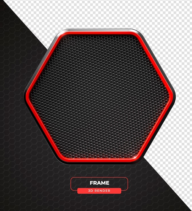 PSD gratuit graphique hexagonal stylisé avec contour rouge en rendu 3d avec fond transparent