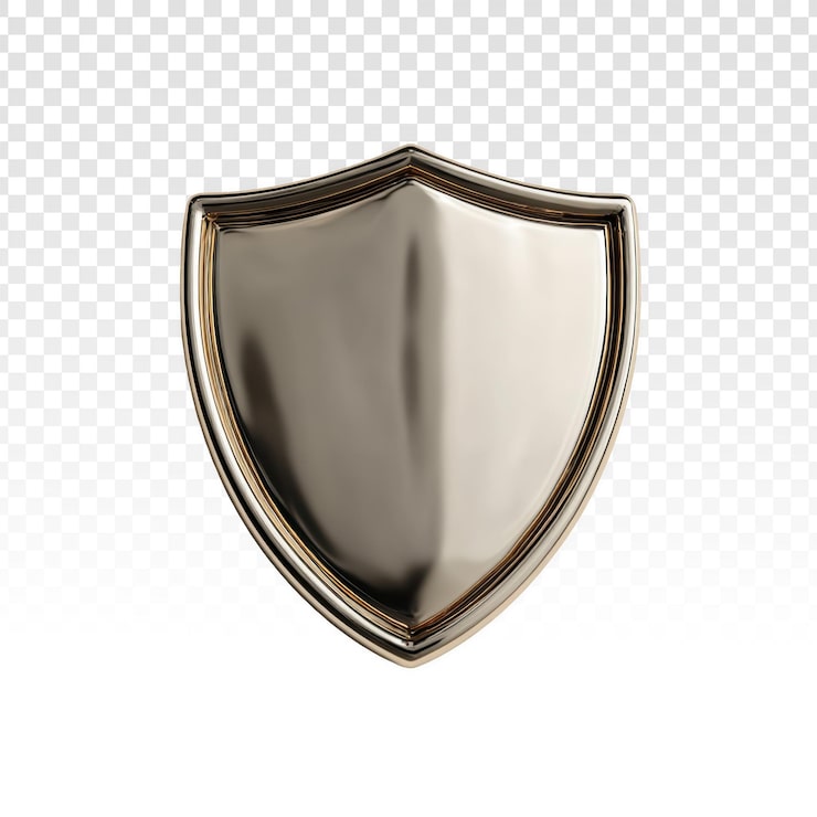 PSD gratuit icône 3d de bouclier métallique doré