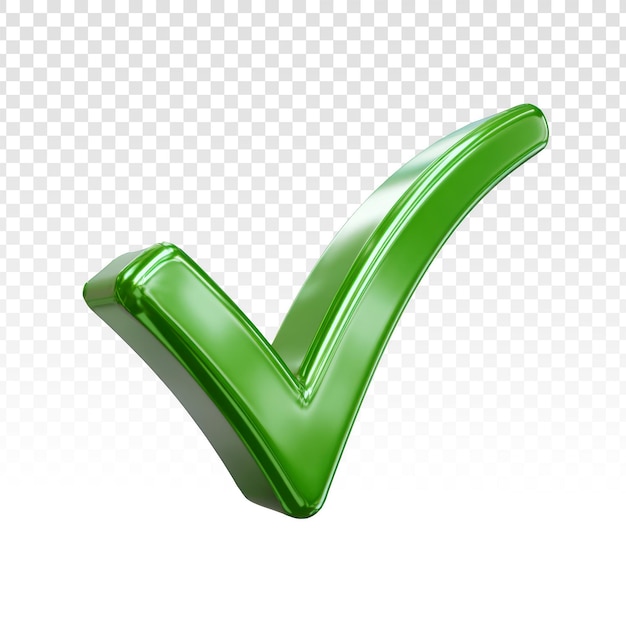 PSD gratuit icône de coche 3d vert brillant
