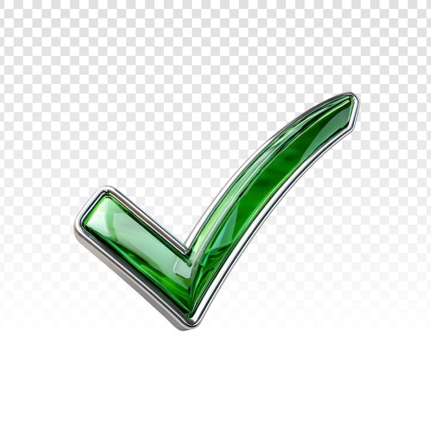 PSD gratuit icône de coche 3d vert brillant