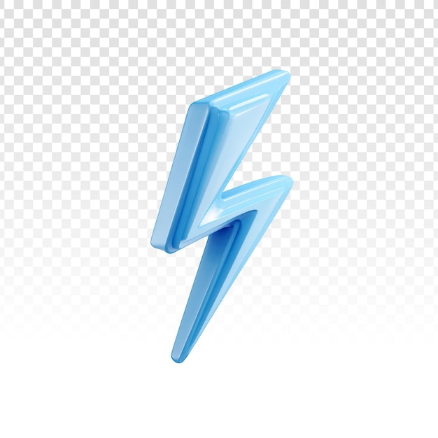 PSD gratuit icône d'éclair bleu en 3d