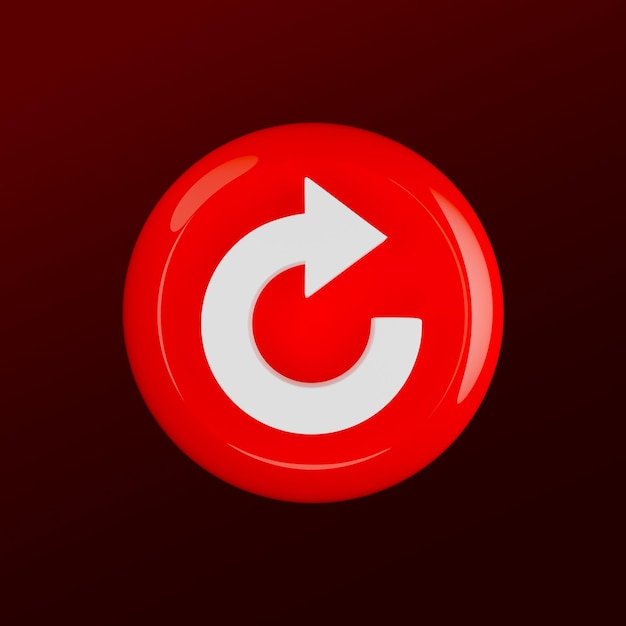 PSD gratuit icône de flèche circulaire 3d rouge
