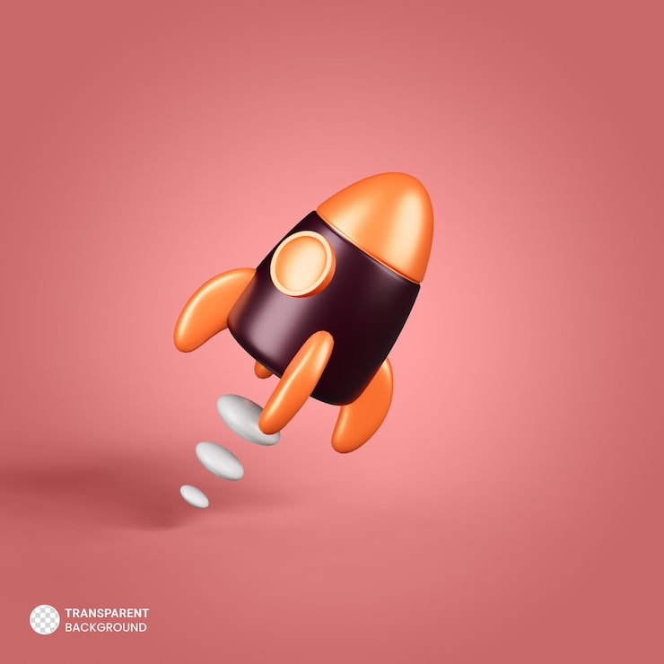 PSD gratuit icône de fusée spatiale élément 3d illustration de rendu 3d