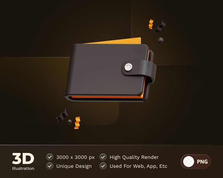 PSD gratuit icône de portefeuille illustration 3d commerce électronique