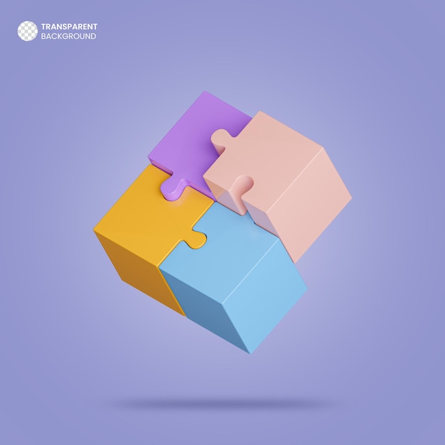 PSD gratuit icône de puzzle de rendu 3d isolé