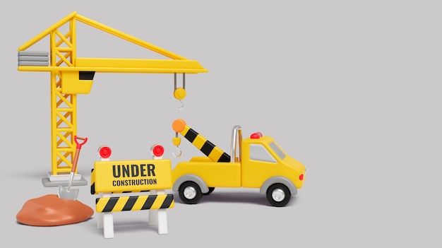PSD gratuit illustration 3d avec composition de travaux de construction